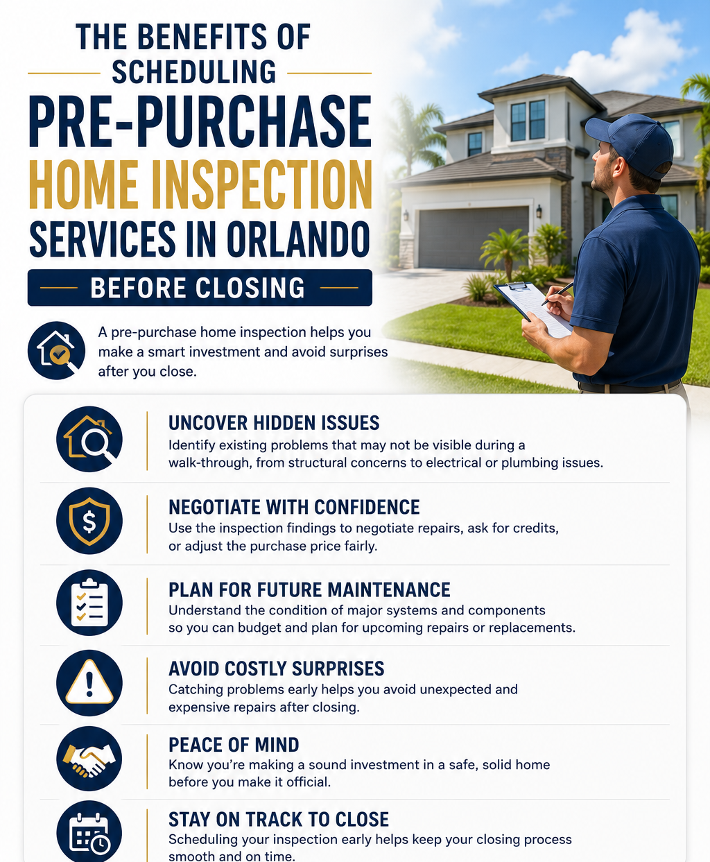 Benefits of Scheduling Pre-Purchase Home Inspection Services in Orlando Before Closing