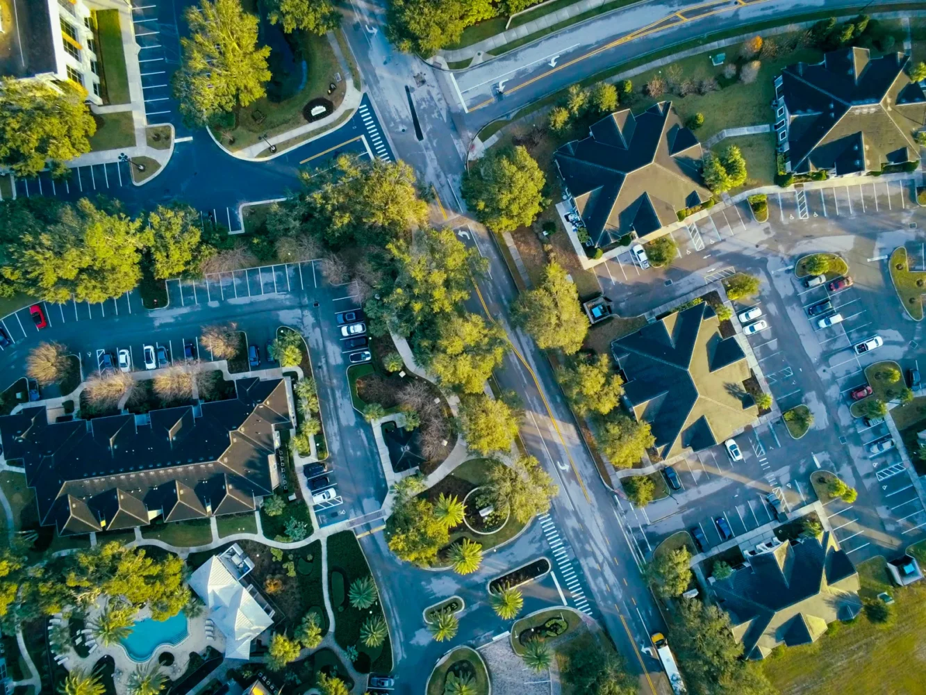 Aerial view of residential streets in Lake Mary, Florida